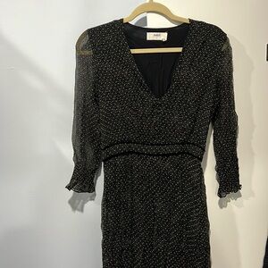 Ba&sh mini dress long sleeves with velvet detail and sheer sleeves